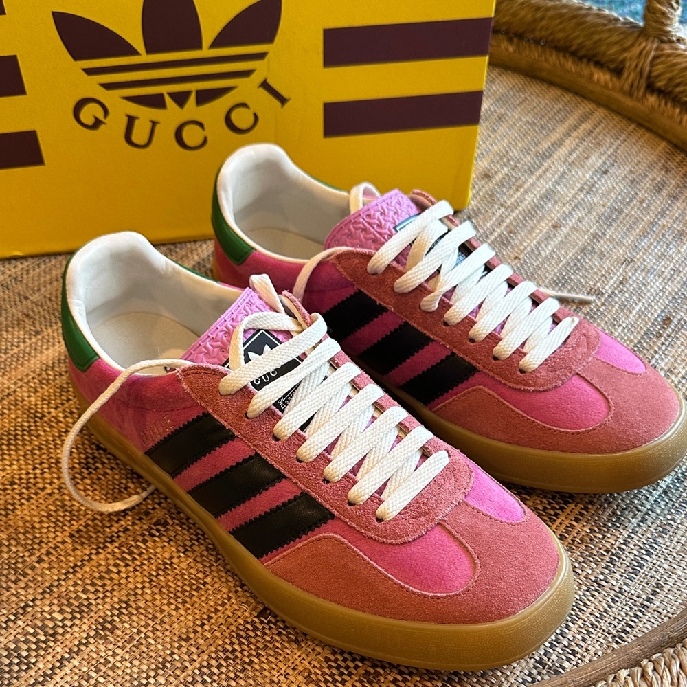 GUCCI X ADIDAS Gazelles Pink/Black/Green Size 38 NEW IN BOX